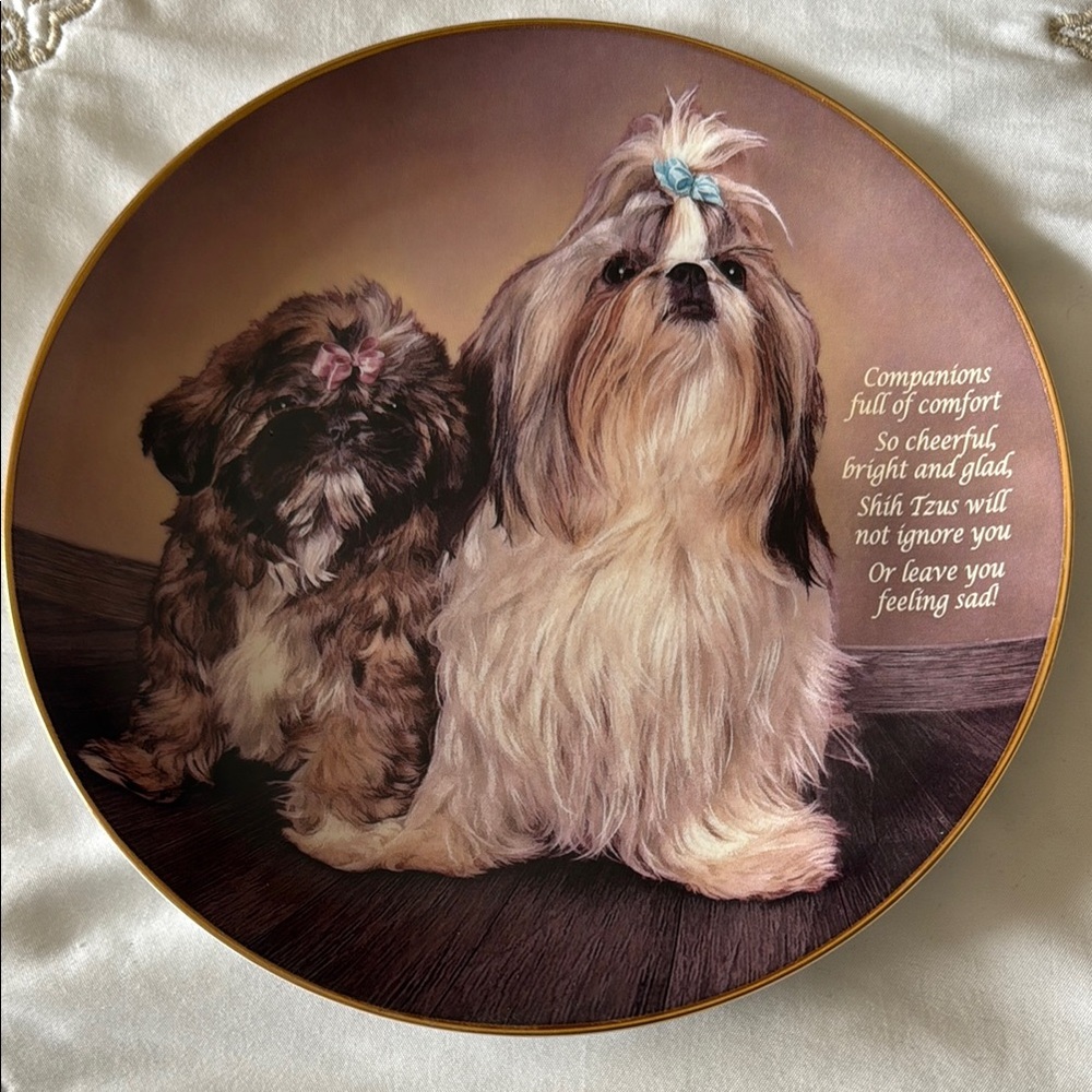 Companions Decorative Plate with Shih Tzu Design